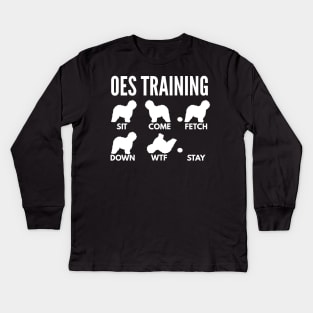 OES Training Old English Sheepdog Tricks Kids Long Sleeve T-Shirt